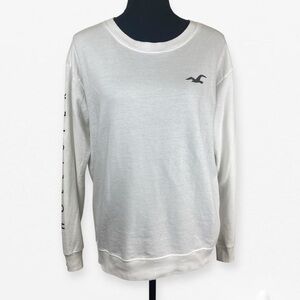 Hollister Women's Classic White Crewneck Oversized Sweatshirt XS